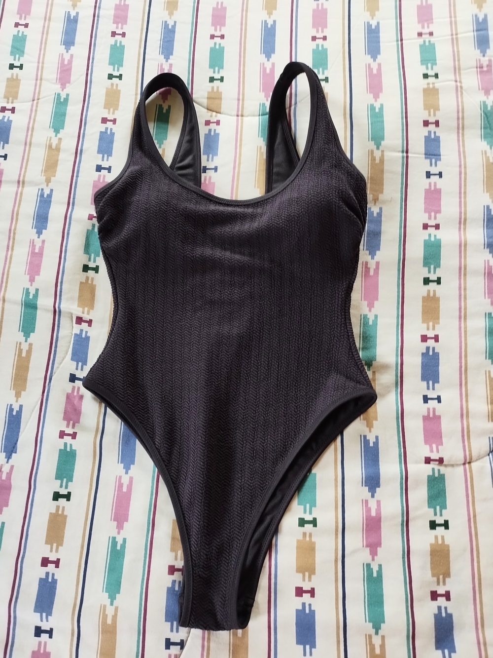 NWOT Textured Black One-Piece Swimsuit, Size M